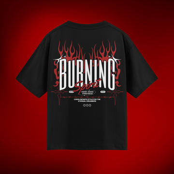 Burning Fire Black Oversized T-shirt