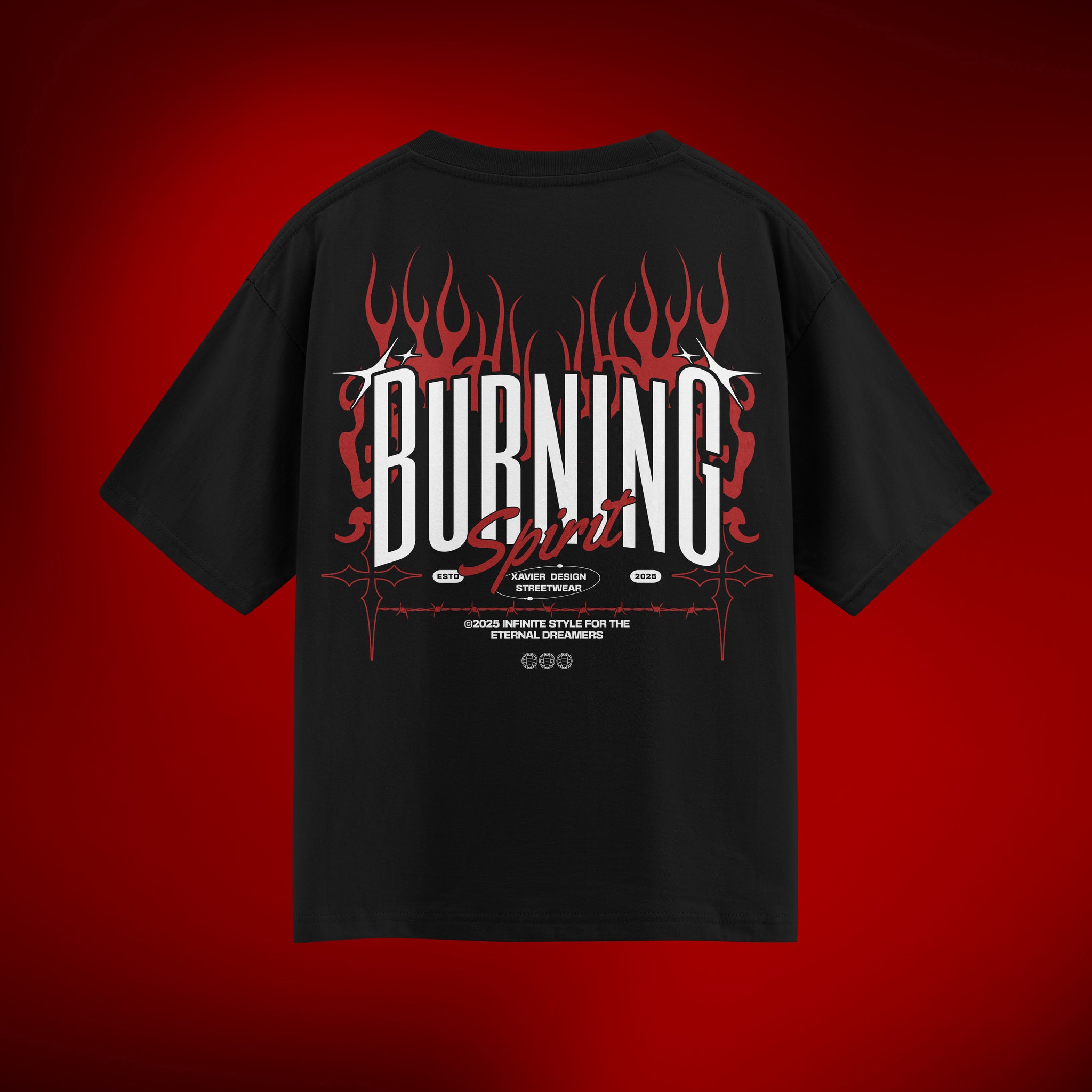 Burning Fire Black Oversized T-shirt