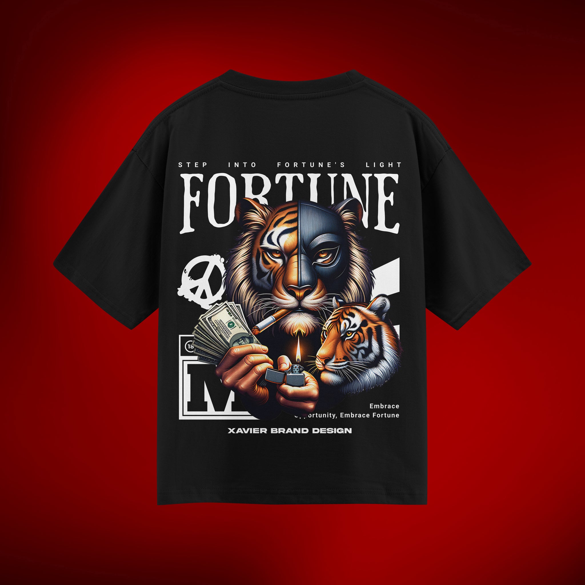 Fortune Lion Black Oversized T-shirt